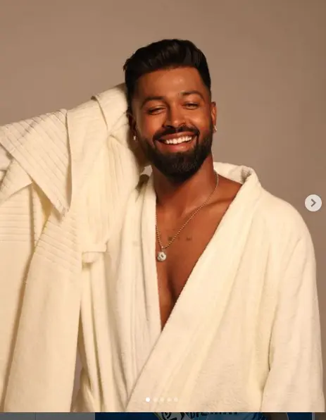 "Hardik Pandya, the Indian cricketer, displaying his athletic physique and maintaining a weight of around 75 kg."

